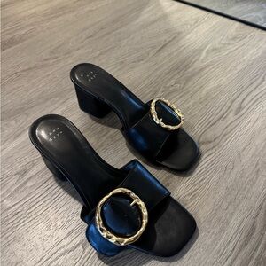 Black kitten heels/ block heel with Gold Accent
